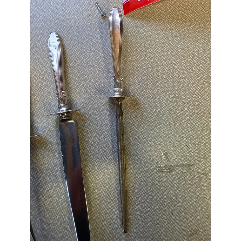 Vintage Schneider-Toledo 5pc Serving Set Silver Plate Monogram D Patented